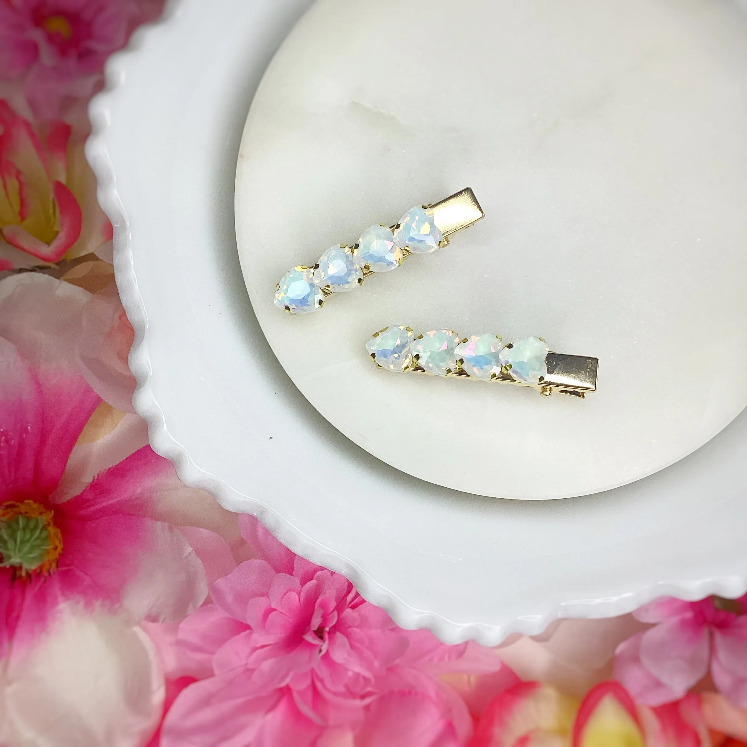 Iridescent Rhinestone Clip Pairs