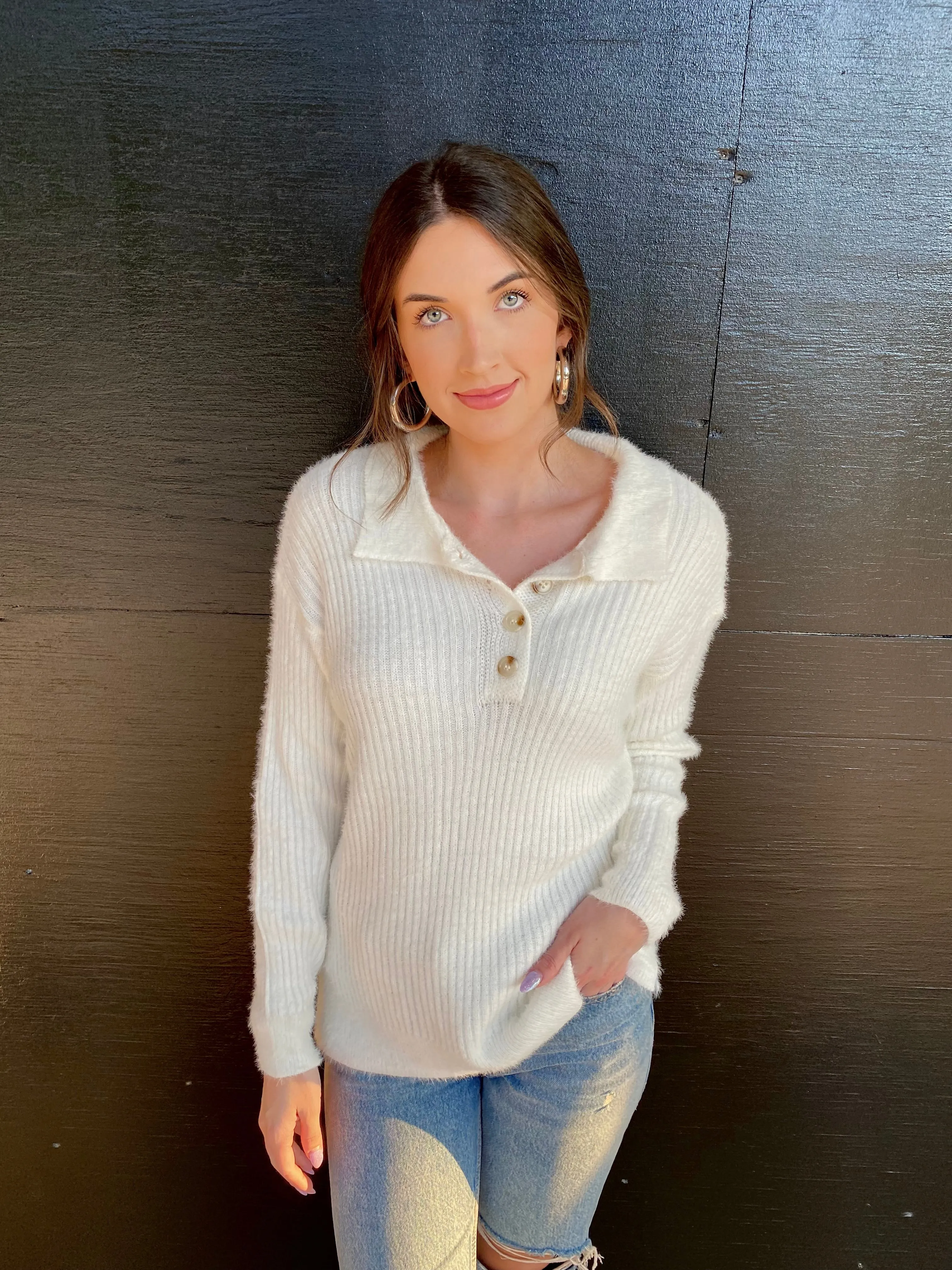Ivory Collared Sweater