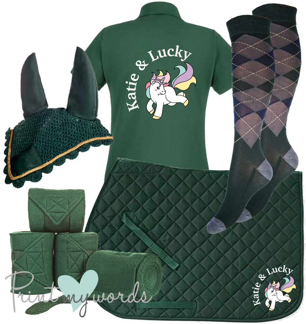 'Ivy' Ladies Personalised Matching Equestrian Set - Unicorn Design