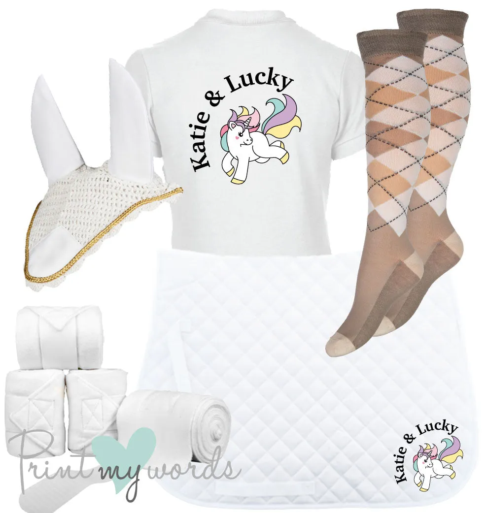 'Ivy' Ladies Personalised Matching Equestrian Set - Unicorn Design