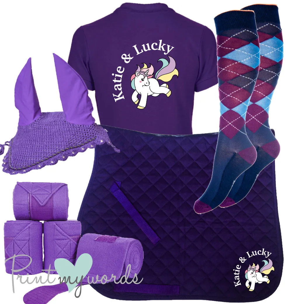 'Ivy' Ladies Personalised Matching Equestrian Set - Unicorn Design
