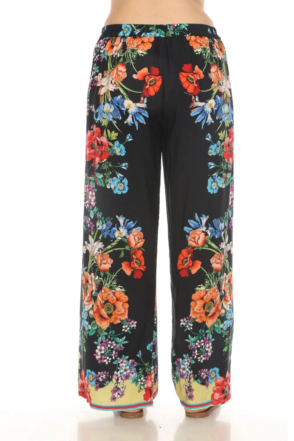 Johnny Was Black Flower Arch Wrap Pants CSW8322-M *