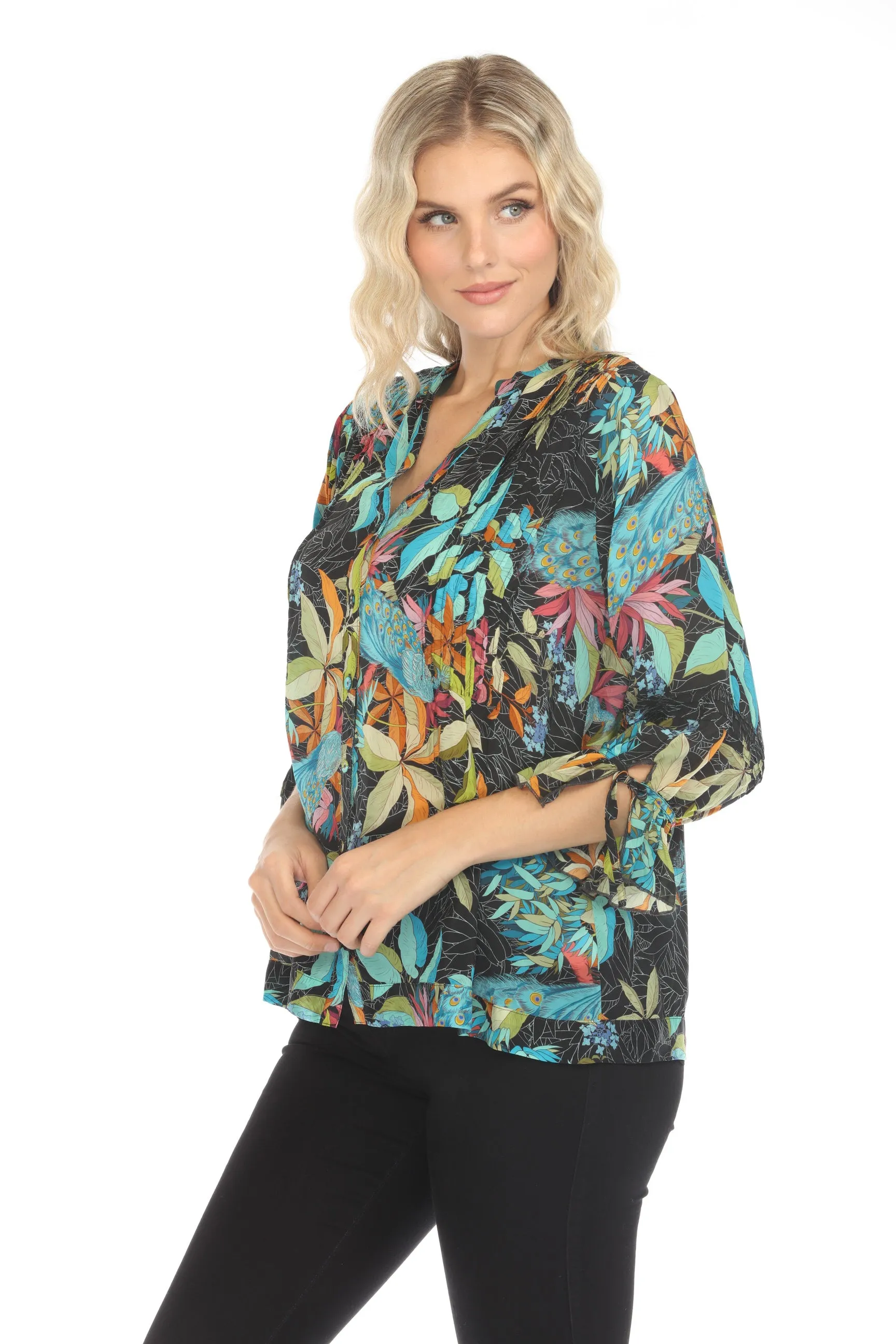 Johnny Was Vacanza Paon Floral Blouse C13724A4