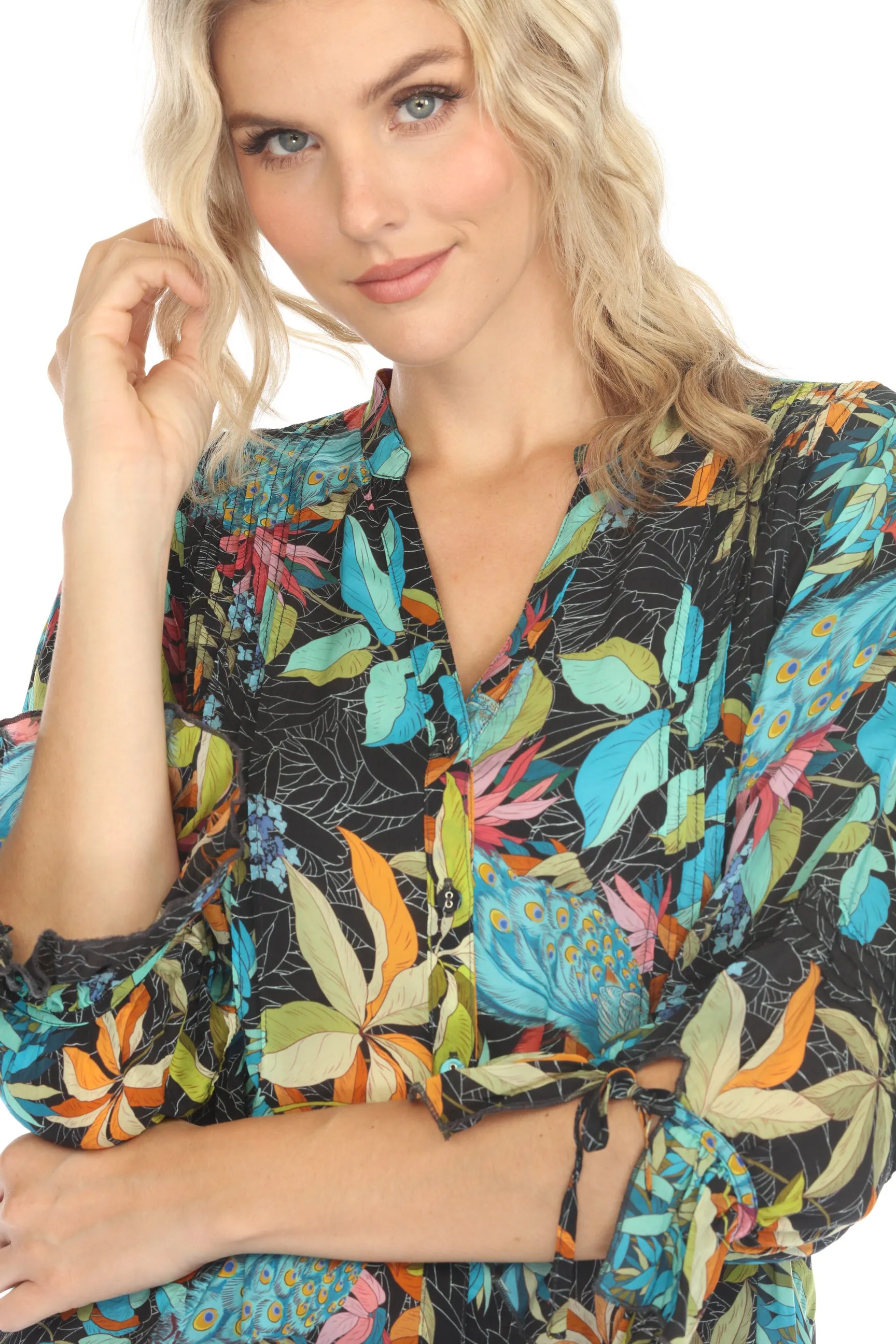 Johnny Was Vacanza Paon Floral Blouse C13724A4