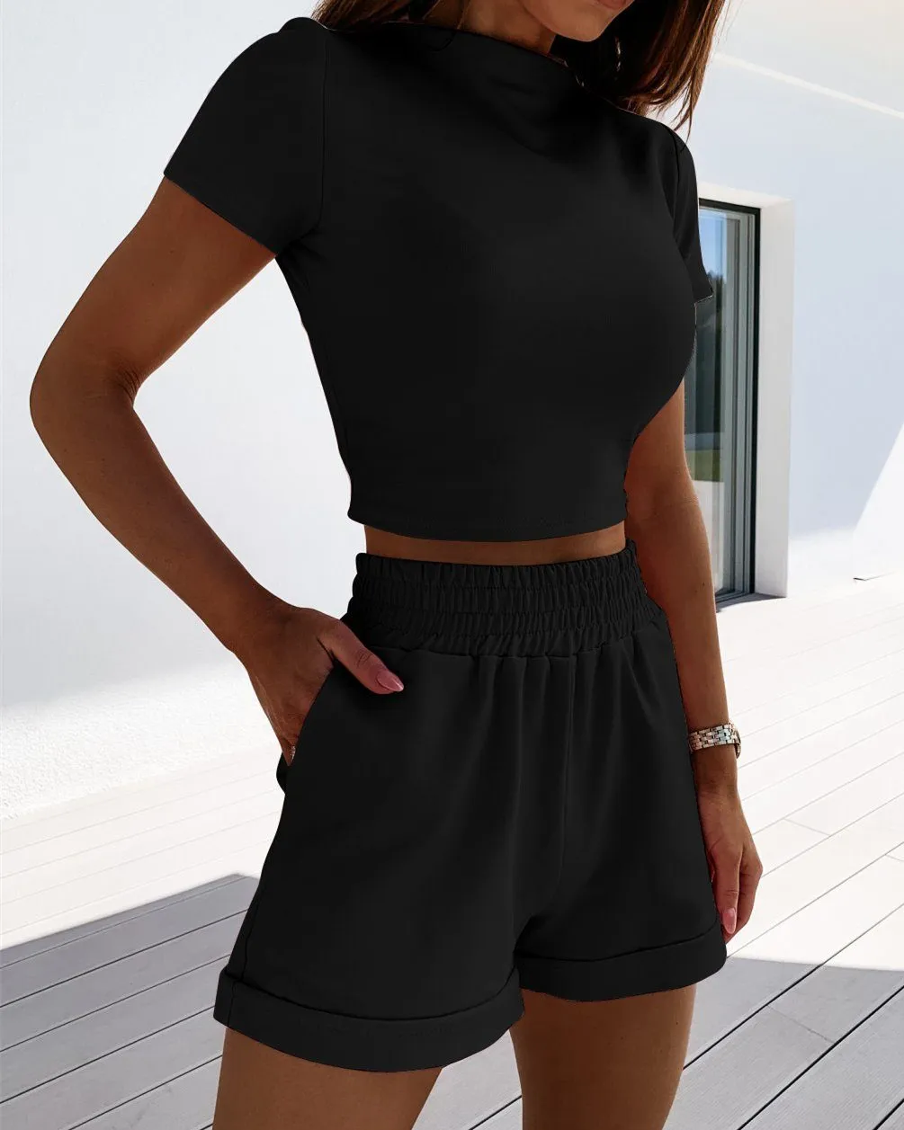 Just Perfect Lounge Cozy Two-Piece Sets - Black