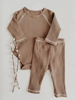 Kaeson Ribbed Lounge Set | Chocolate