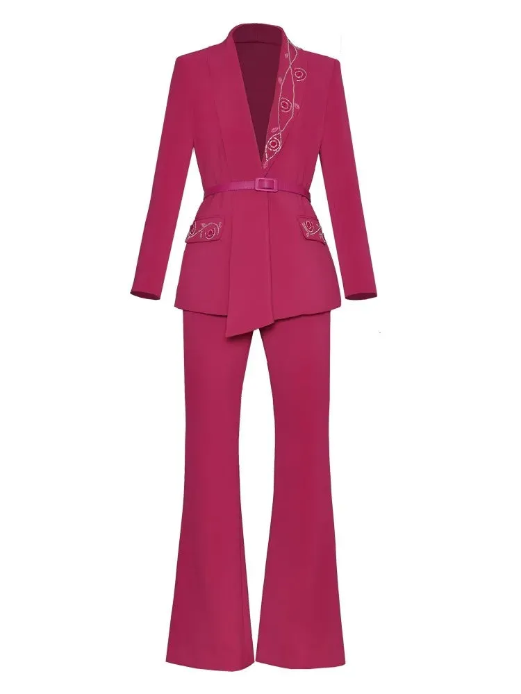Kerrie Blazer Top   Flare Pant  2 Piece Set