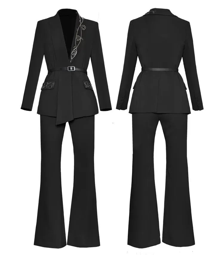 Kerrie Blazer Top   Flare Pant  2 Piece Set