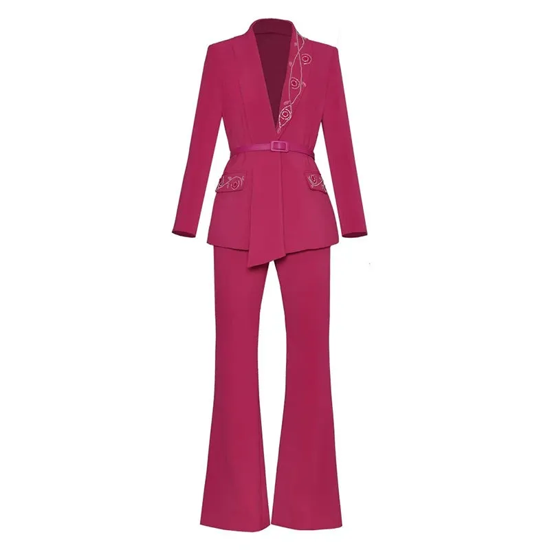 Kerrie Blazer Top   Flare Pant  2 Piece Set