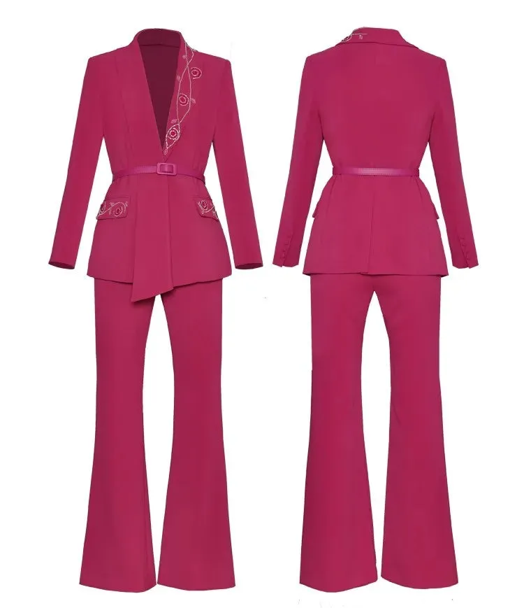 Kerrie Blazer Top   Flare Pant  2 Piece Set