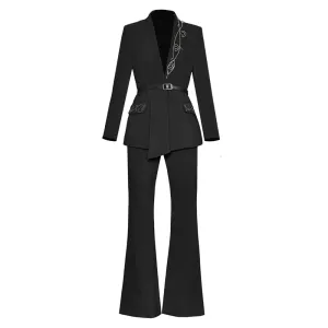 Kerrie Blazer Top   Flare Pant  2 Piece Set
