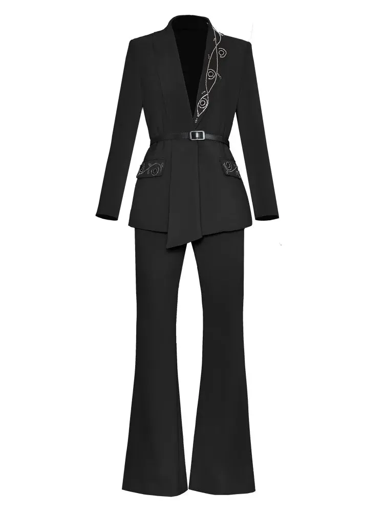 Kerrie Blazer Top   Flare Pant  2 Piece Set