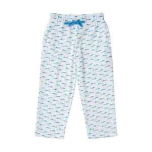 KIDS' LOUNGE LIFE PANT IN FISH PRINT ON WHITE