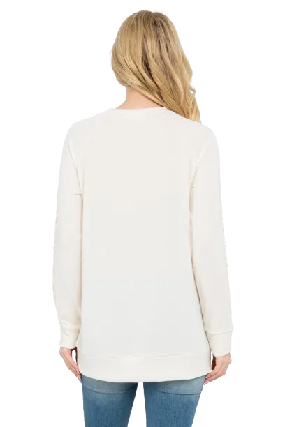 Knit Front Pocket Long Sleeve Top Beige - Pack of 4