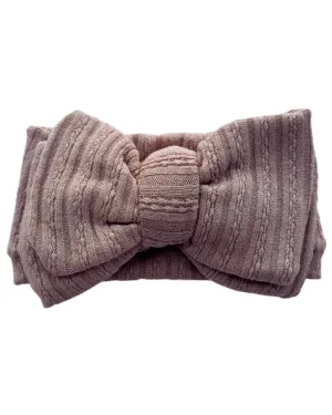 Large Knit Bow Headband - Almond