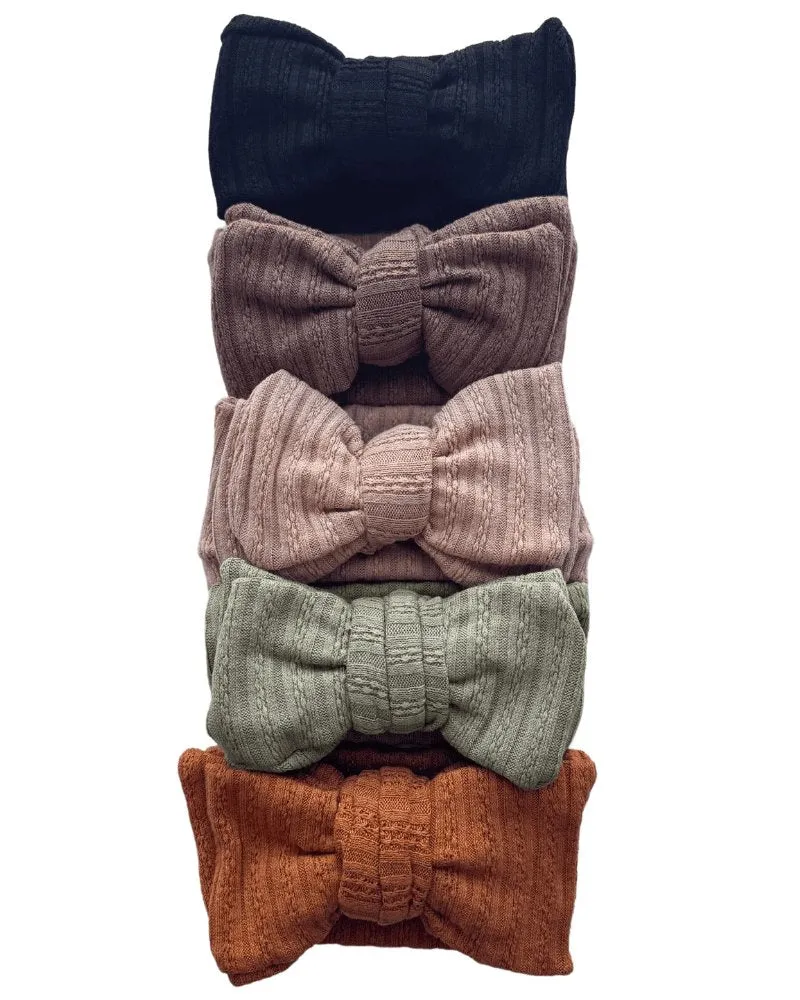 Large Knit Bow Headband - Black