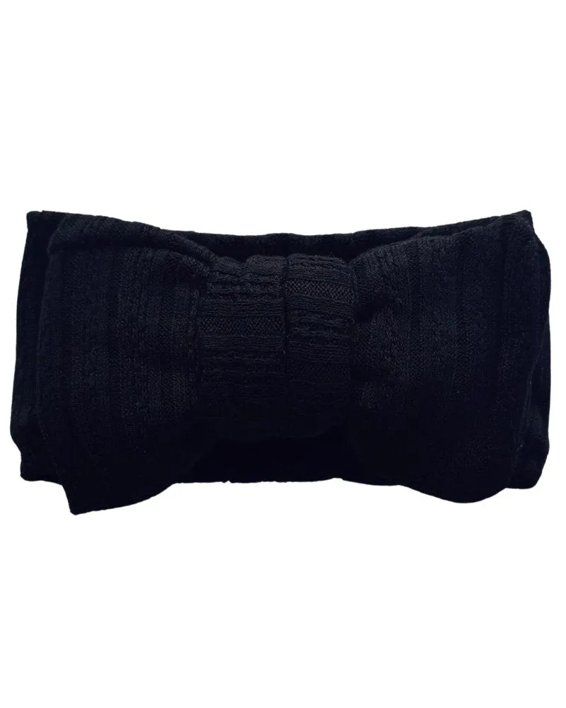 Large Knit Bow Headband - Black