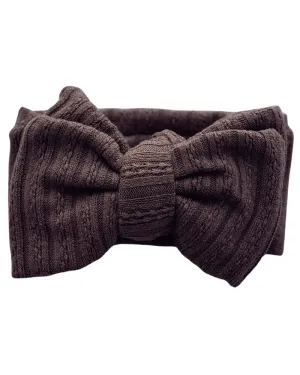 Large Knit Bow Headband - Saddle
