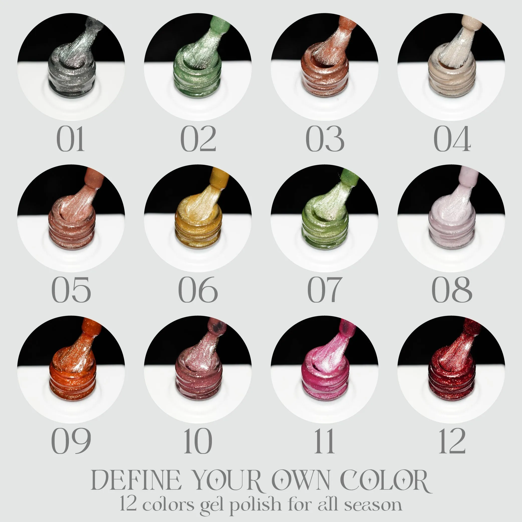 LAVIS Cat Eyes CE1 - Set 12 Colors - Gel Polish 0.5 oz - COZY CASHMERE Collection