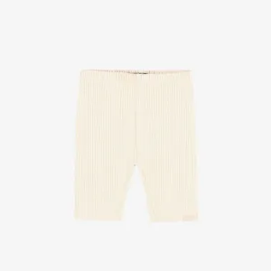 Legging court en tricot côtelé crème, bébé || Cream ribbed knit short legging, baby