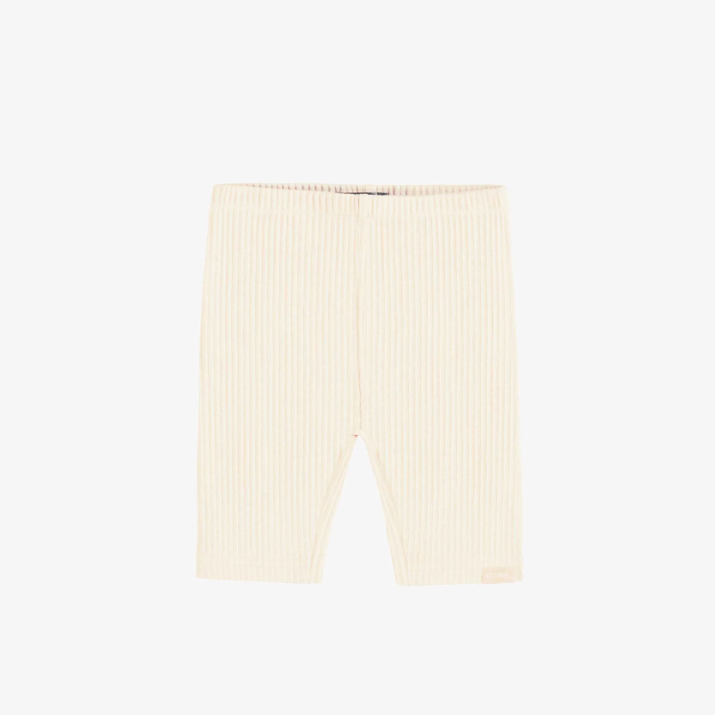 Legging court en tricot côtelé crème, bébé || Cream ribbed knit short legging, baby