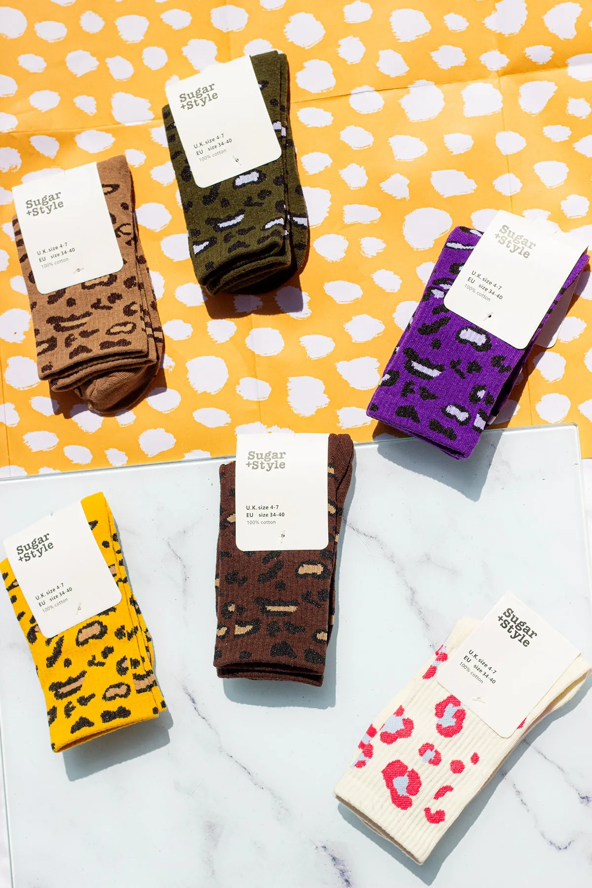 Leopard Print Crew Socks