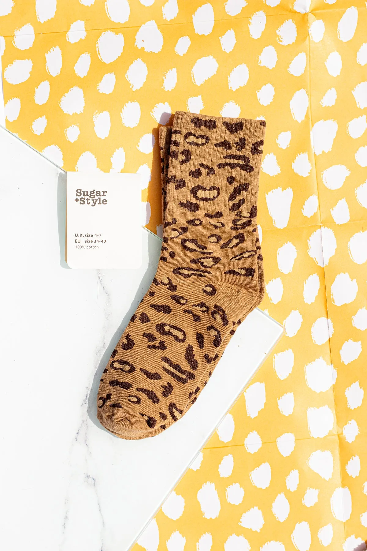 Leopard Print Crew Socks