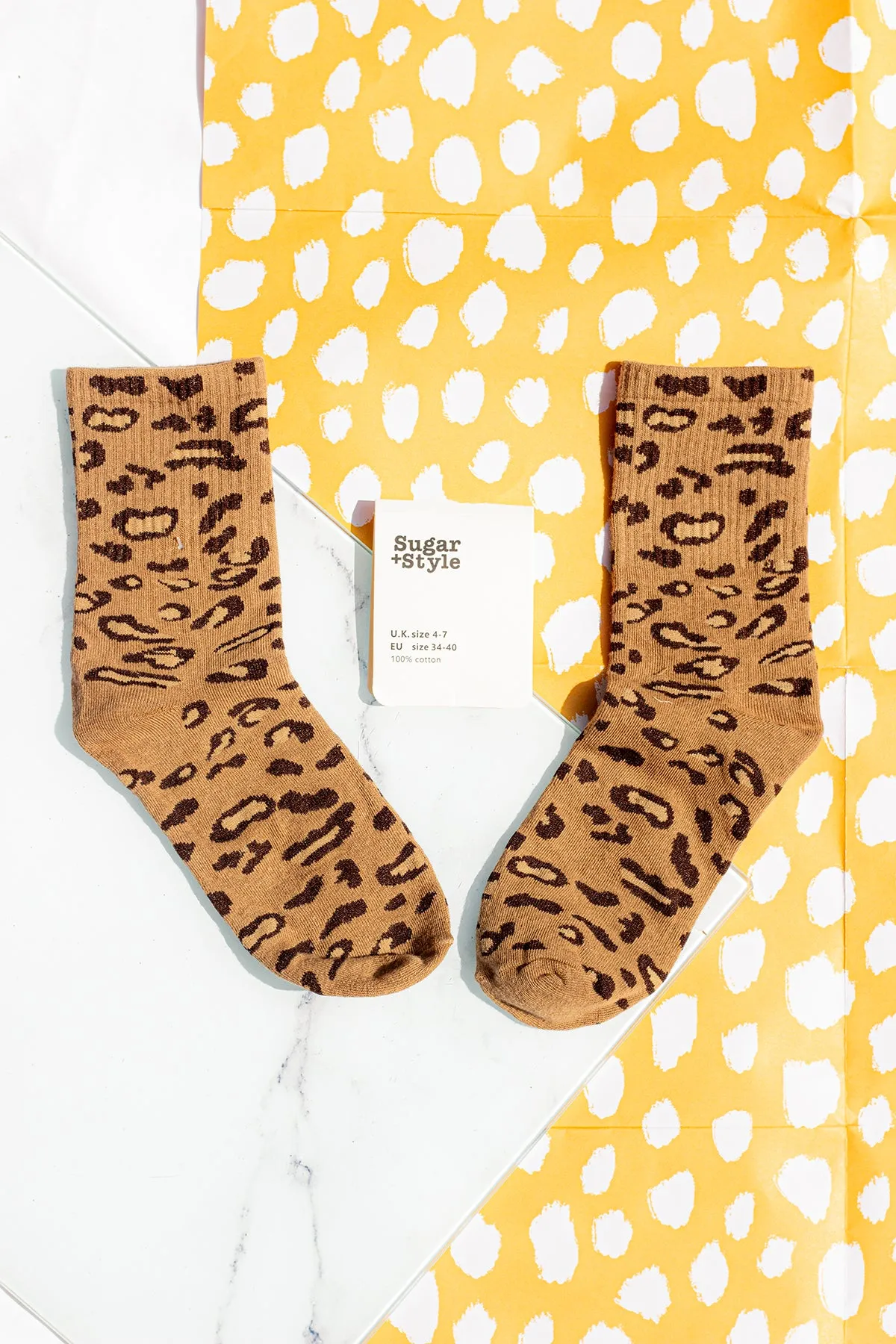 Leopard Print Crew Socks