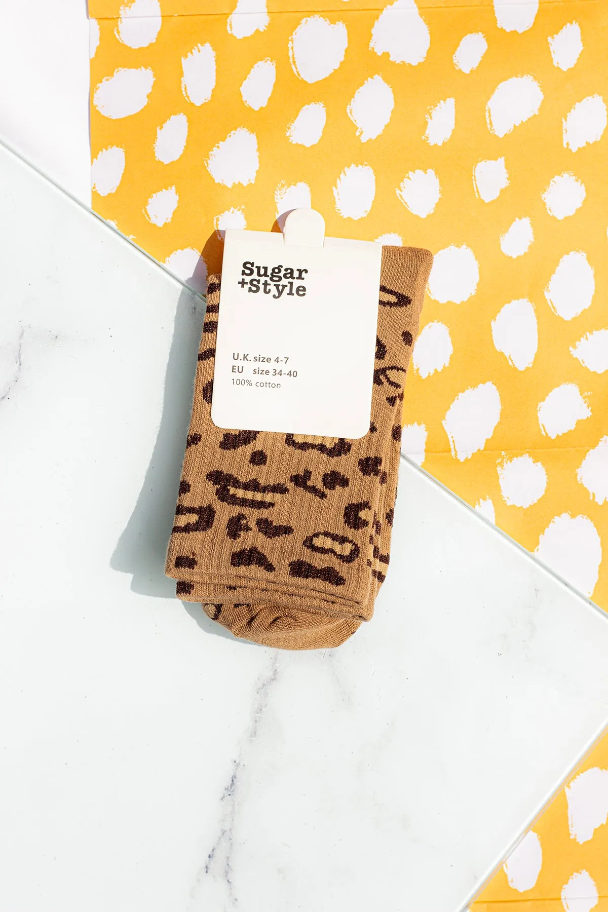 Leopard Print Crew Socks