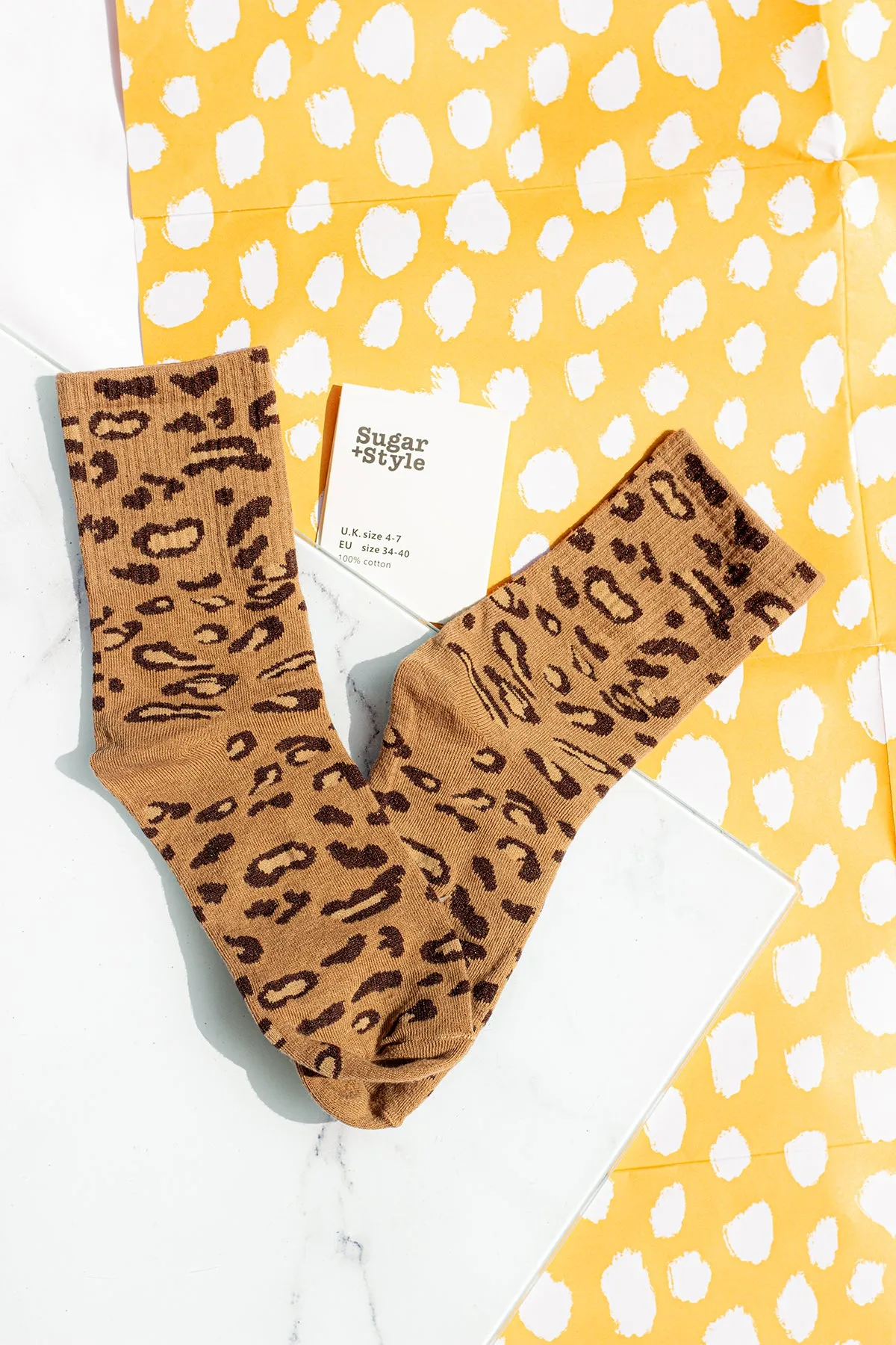 Leopard Print Crew Socks