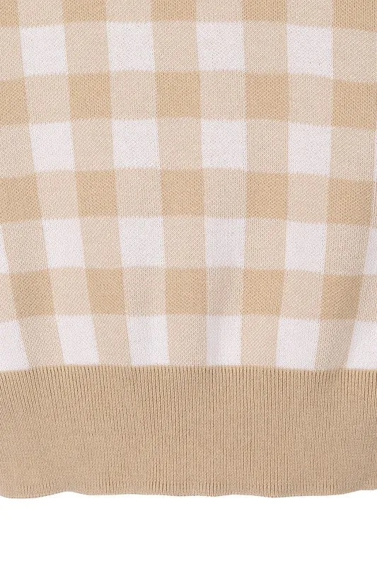 Lilou Long Sleeve Gingham Pattern Cardigan