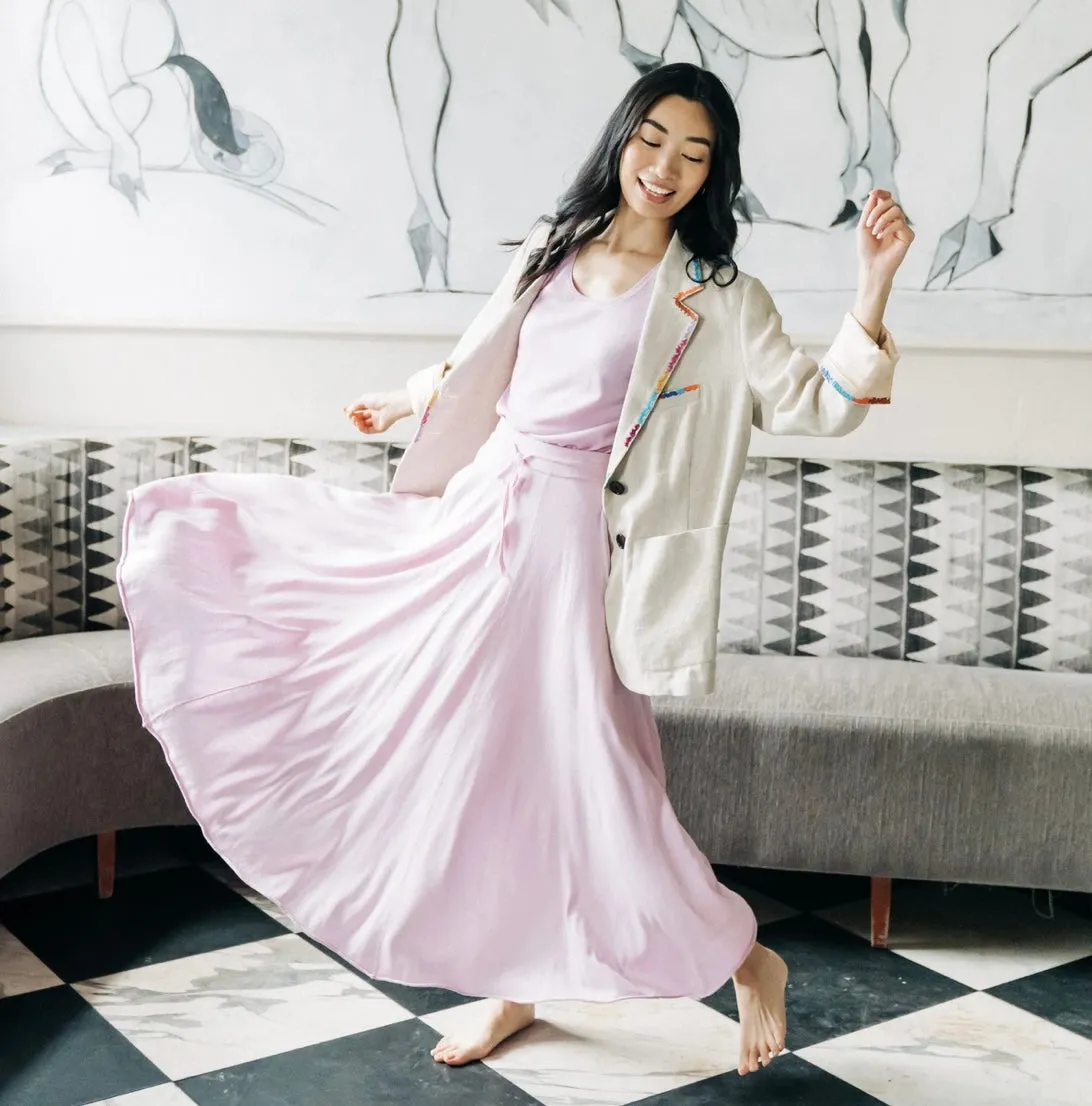 Lingua Franca Silk Cashmere Midi Skirt
