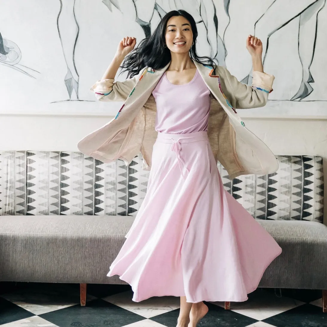 Lingua Franca Silk Cashmere Midi Skirt