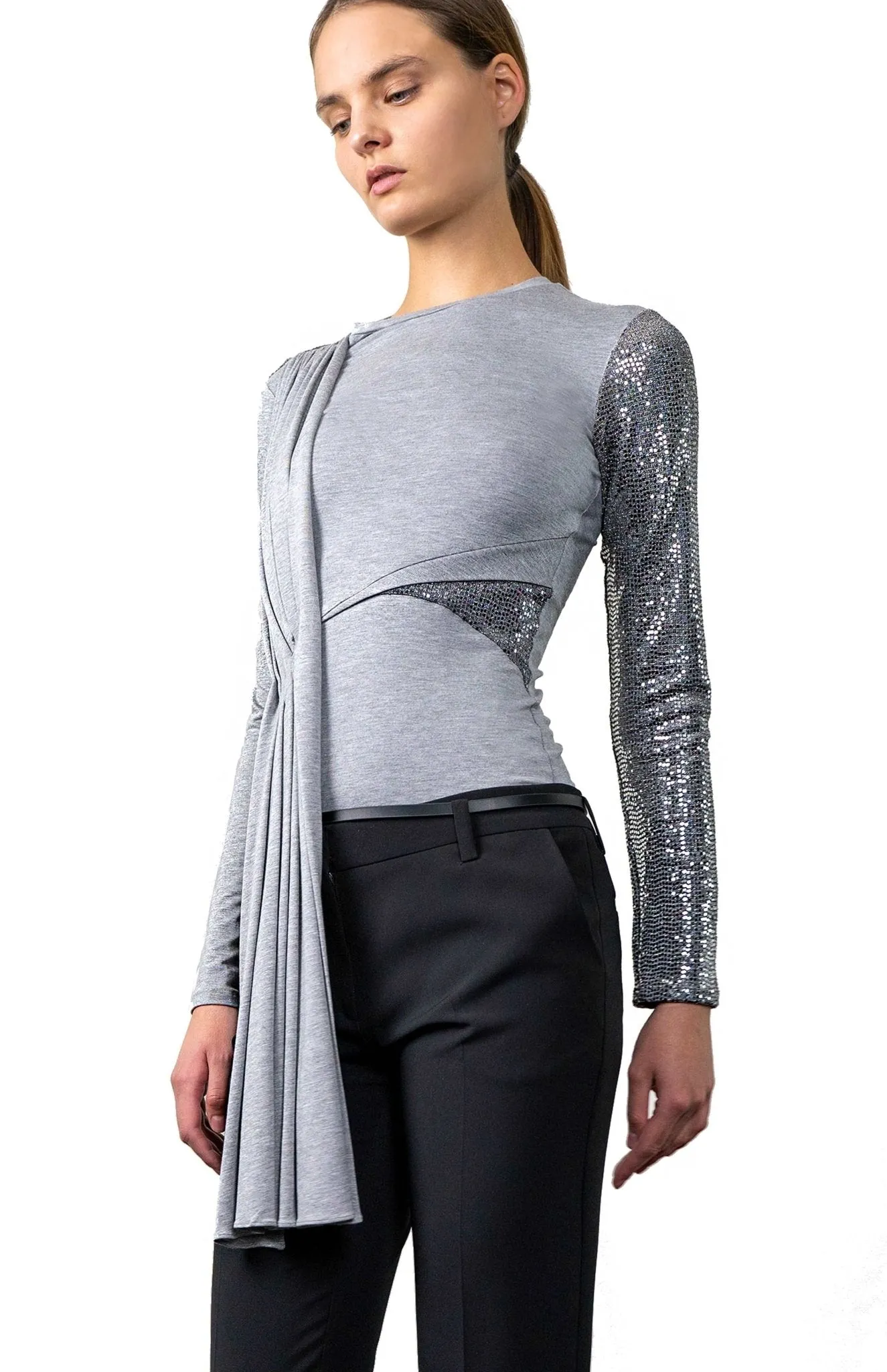 Lissandra | Captivating Contrasts: Draped Knit Top