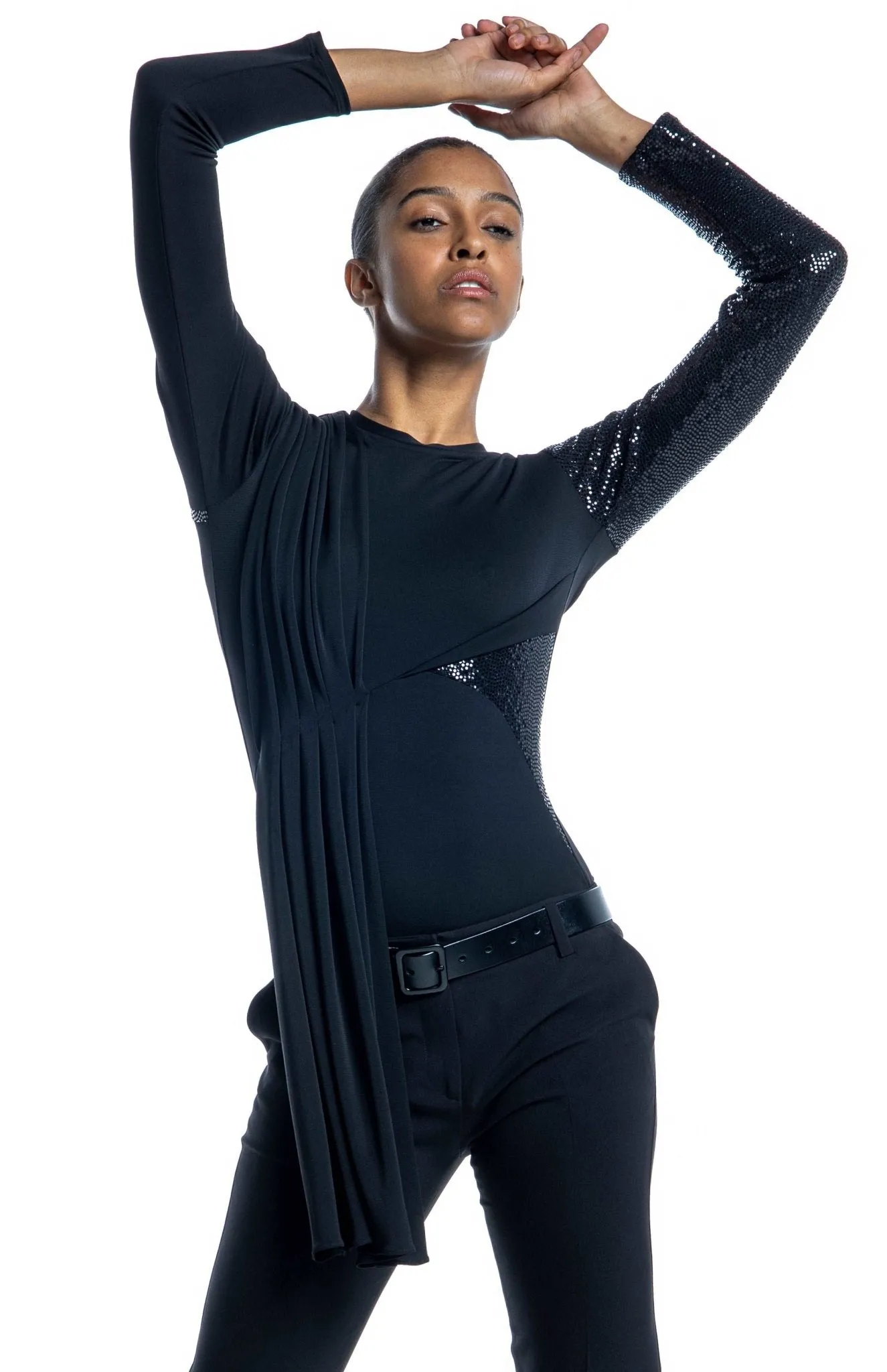 Lissandra | Captivating Contrasts: Draped Knit Top