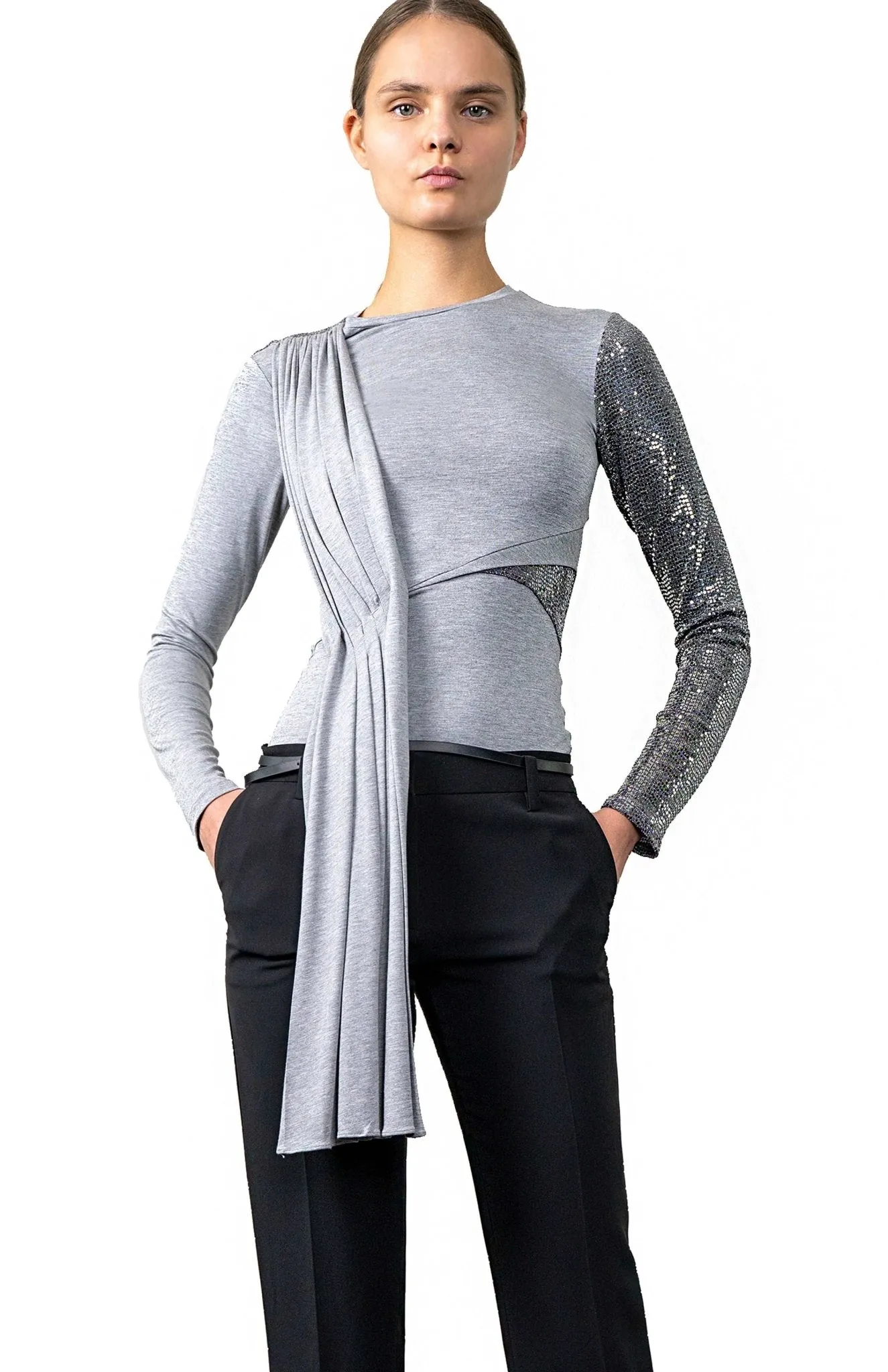 Lissandra | Captivating Contrasts: Draped Knit Top