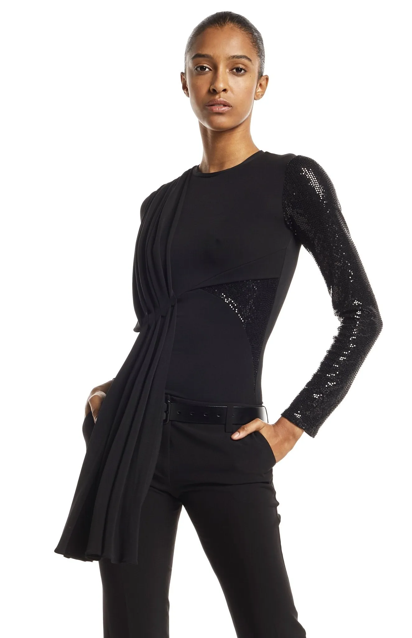 Lissandra | Captivating Contrasts: Draped Knit Top