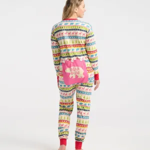 Little Blue House Cream Fair Isle Adult Union Suit