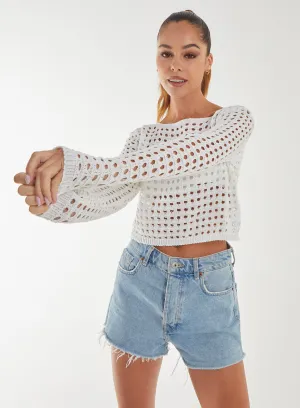 Long Sleeve Crochet Top