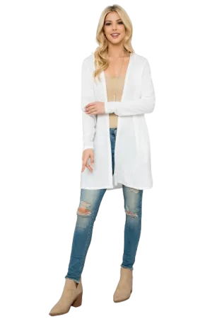 Long Sleeve Open Front French Terry Hoodie Cardigan Ivory - Pack of 4