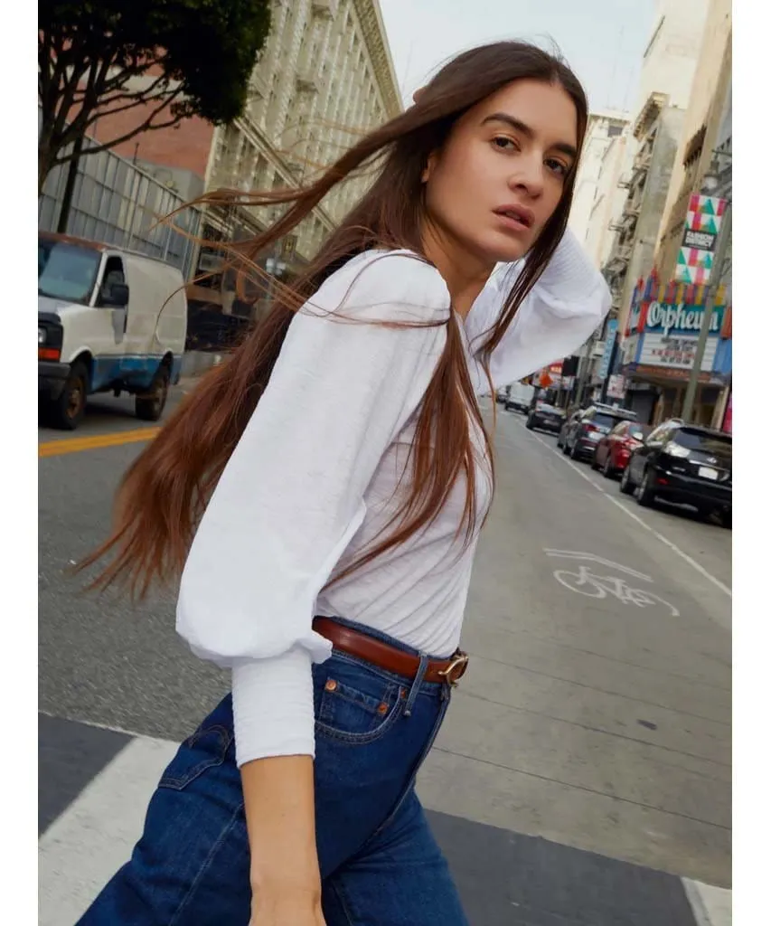 Loren Strong Shoulder Top White