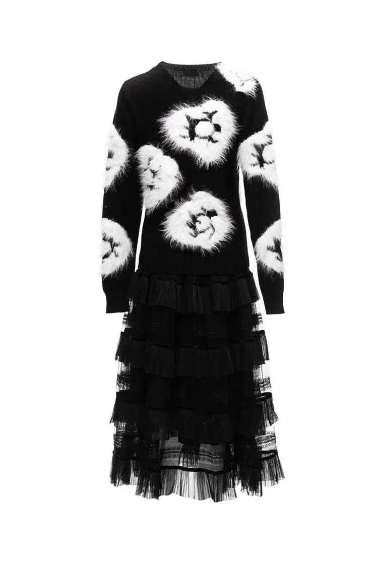 Luella Skirt Set Women Elastic Knitting Sweater Tassels Spliced Skirt 2 Pieces Set