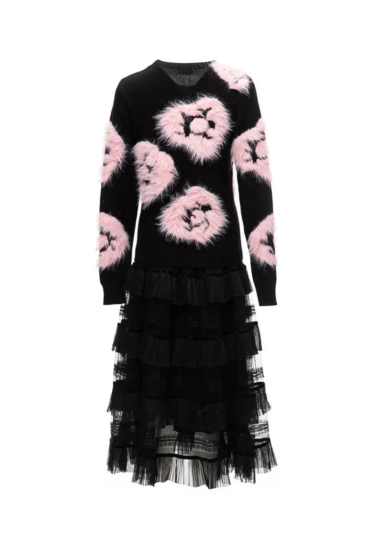 Luella Skirt Set Women Elastic Knitting Sweater Tassels Spliced Skirt 2 Pieces Set
