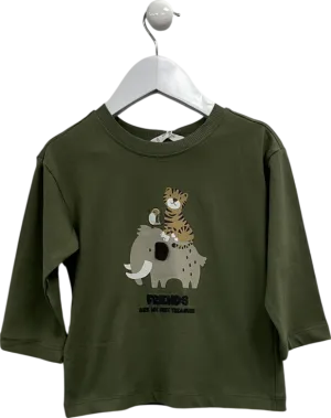MANGO Green Animal Print Long Sleeve T-shirt 18-24 Months