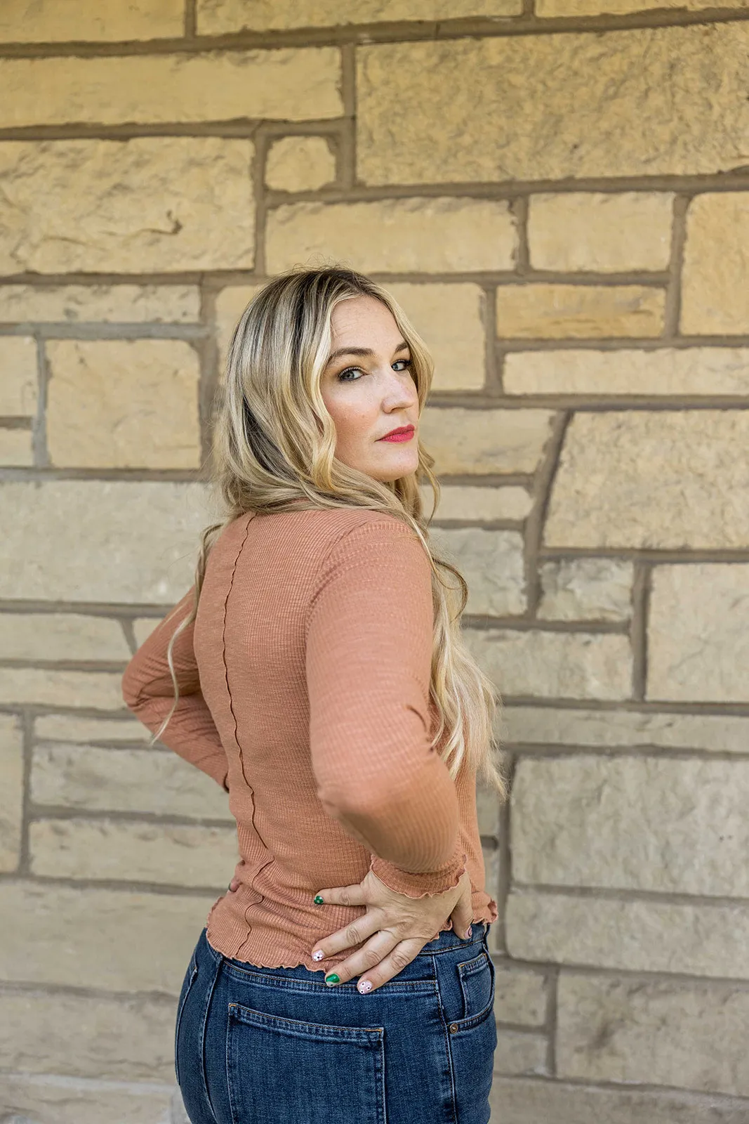 marta turtleneck in brick