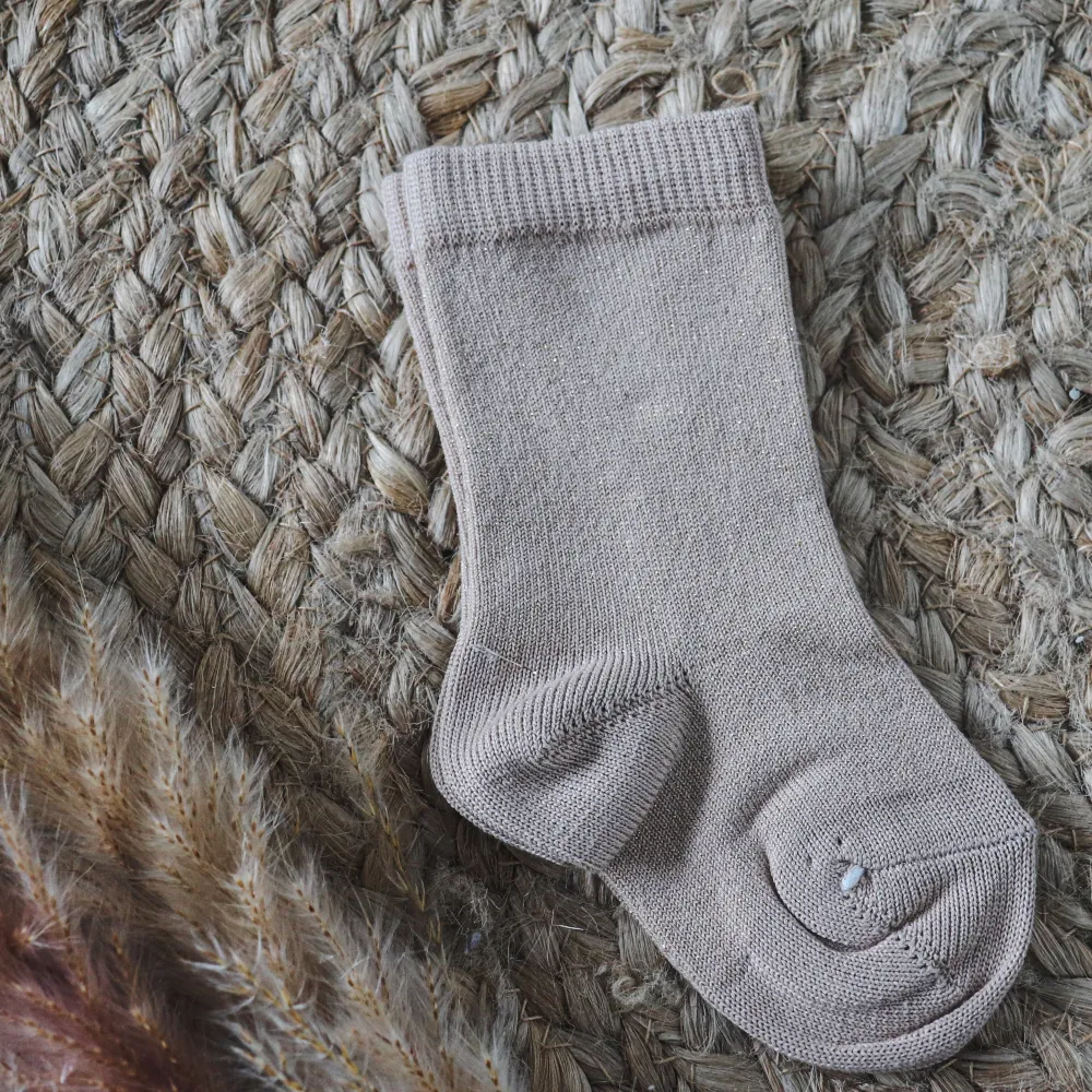 Meia Pata Beige Plain Knee Socks
