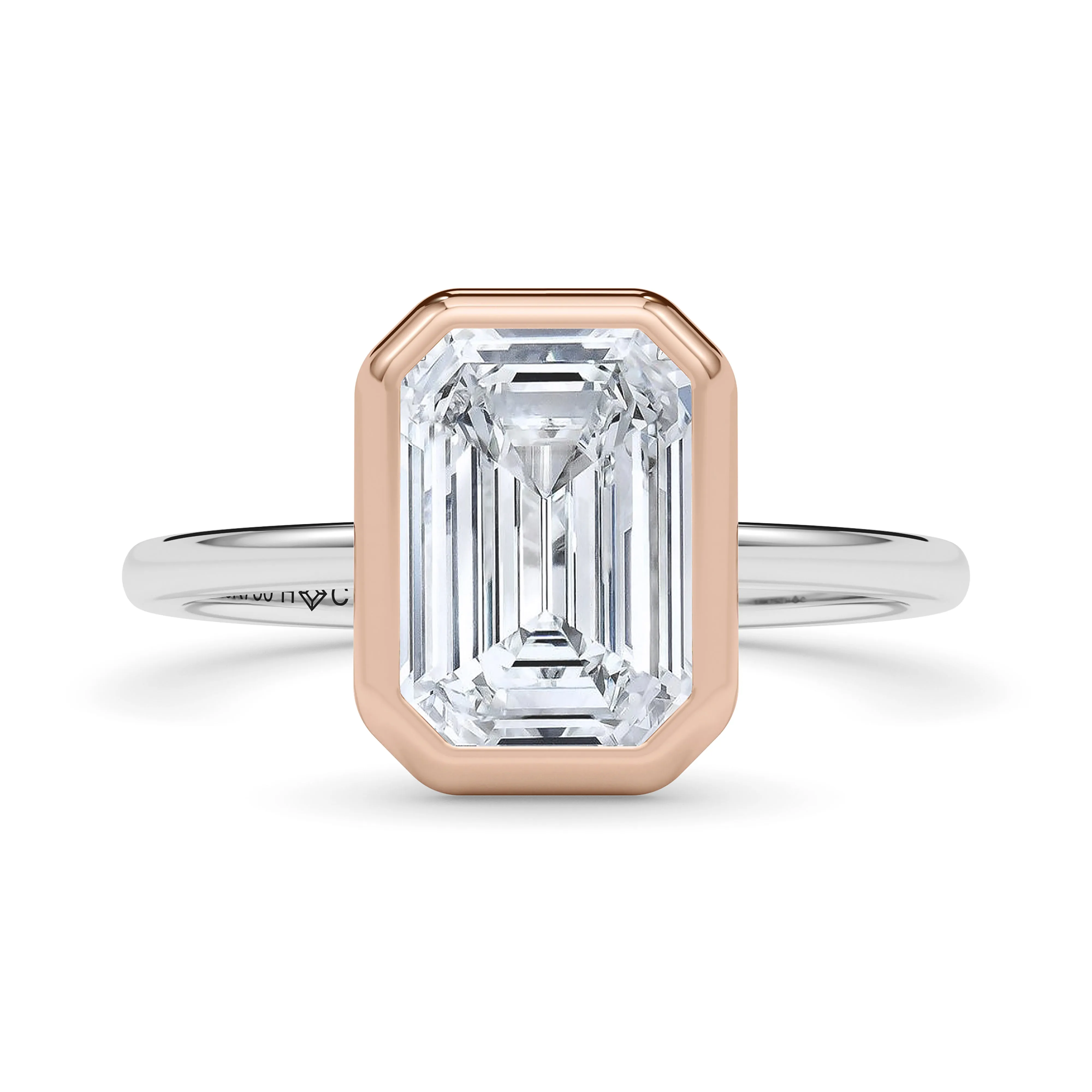 Mixed Metal Bezel Emerald Diamond Ring