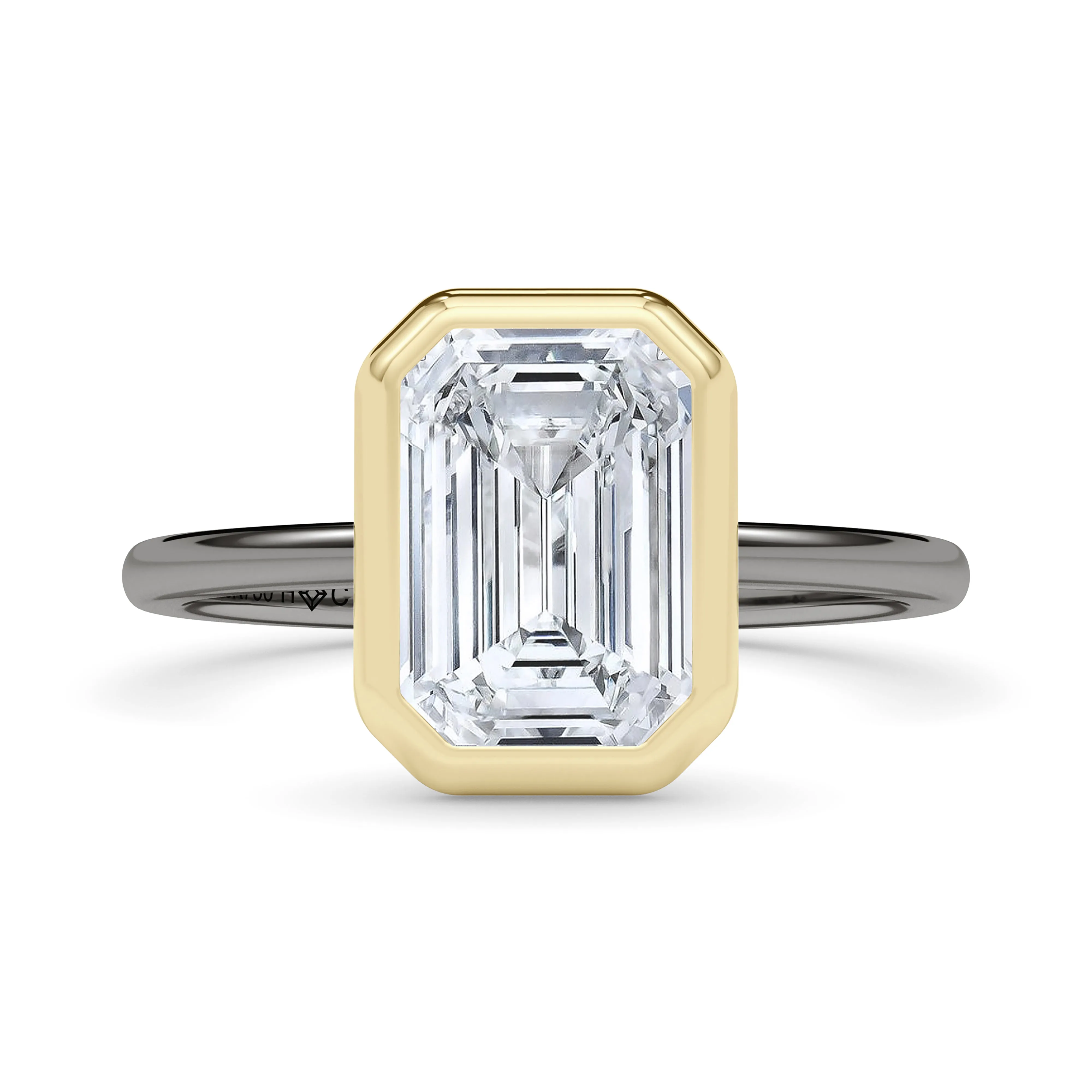 Mixed Metal Bezel Emerald Diamond Ring