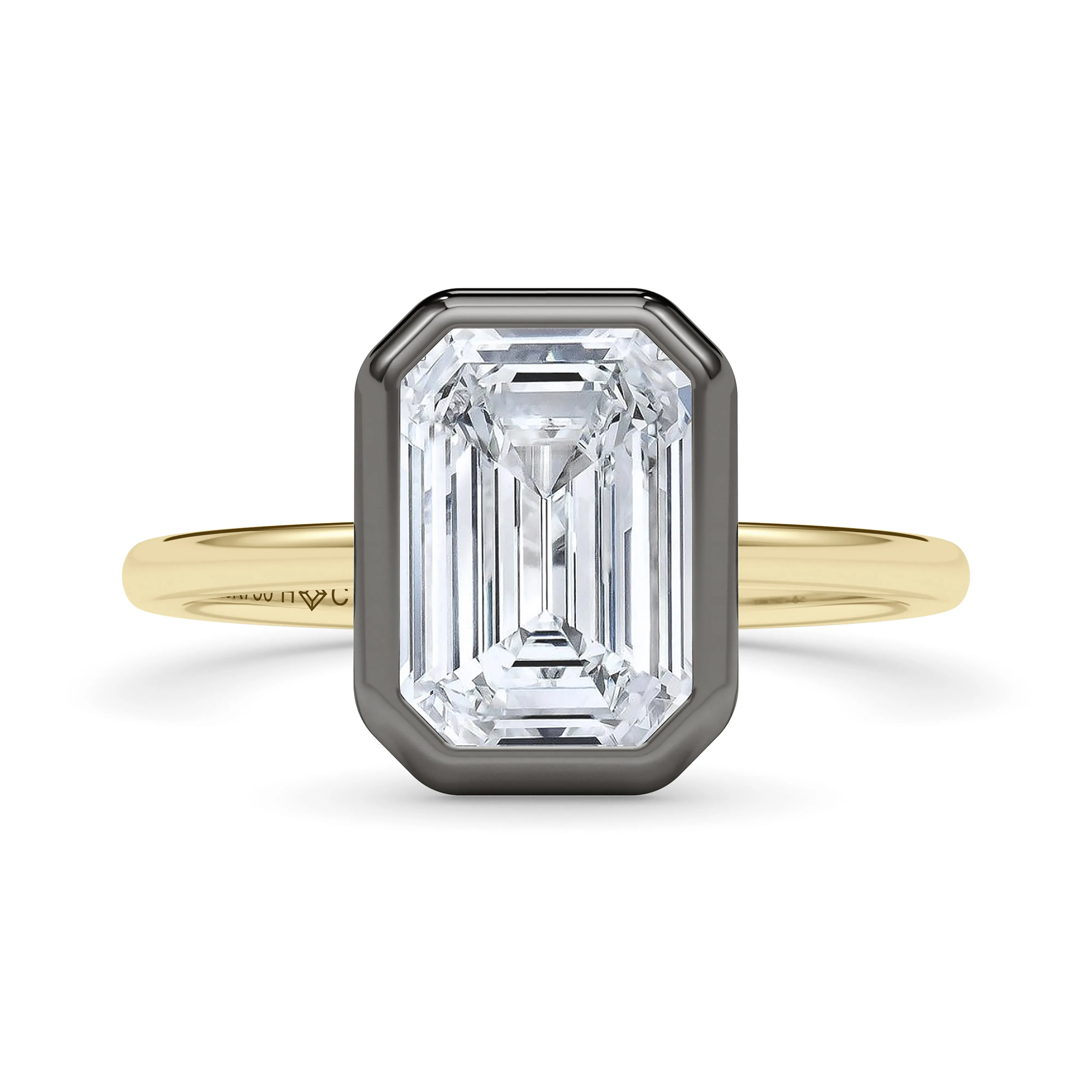 Mixed Metal Bezel Emerald Diamond Ring