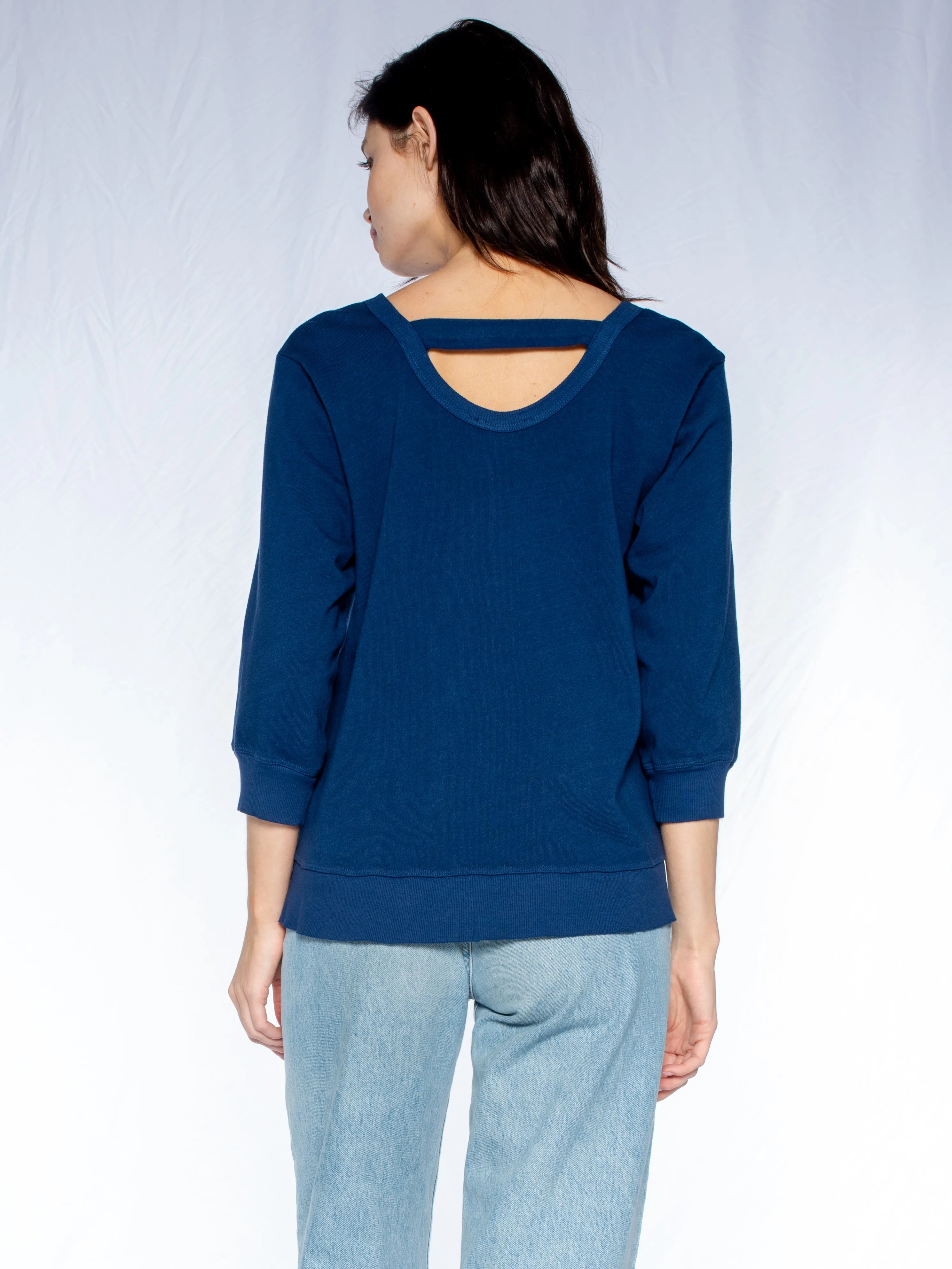 Mock Hem Open Neck Sweatshirt